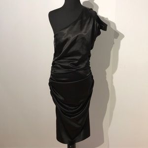 Le Château pleated side one shoulder dress